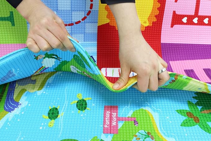 Baby Care Play Mat 82'' x 55'' Original One-Piece Reversible Rollable - Image 6