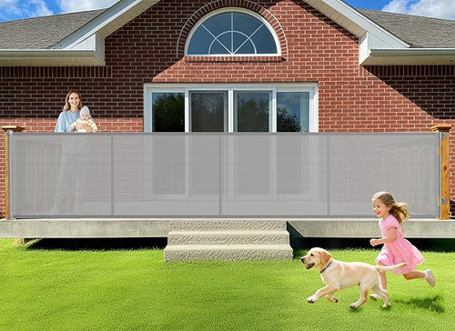 196 Inch Retractable Baby Gates Extra Wide, 41 Inch Reinforced Extra Tall Gate by EZIGO