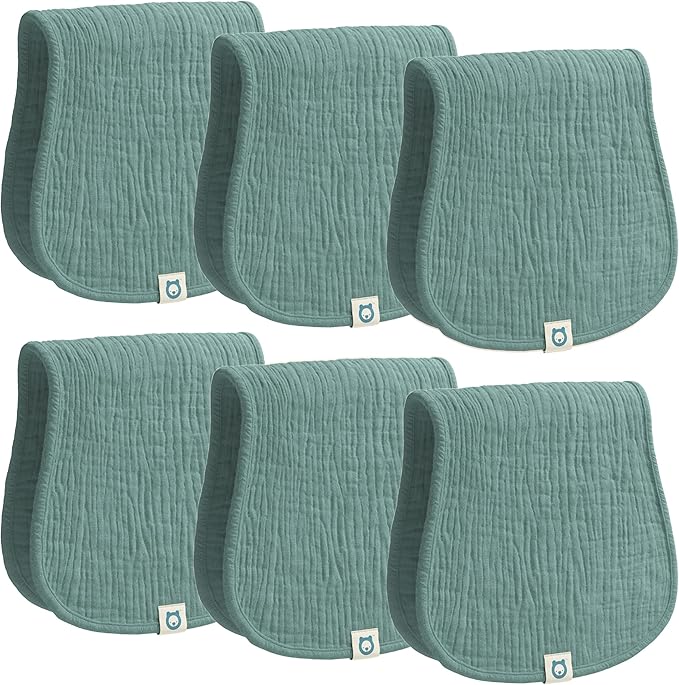 Muslin Burp Cloths Set, 6 Pieces, 100% Organic Cotton Hand Washcloths by RomyRo