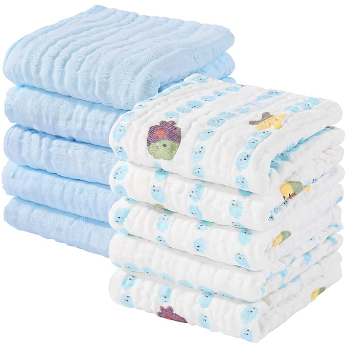 Yoofoss Muslin Baby Washcloths 100% Organic Cotton Face Towels 10 Pack Wash by YOOFOSS