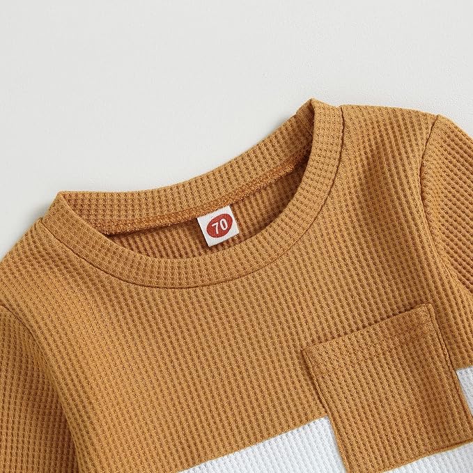 Kupretty Toddler Baby Boy Fall Winter Clothes Color Block Long Sleeve - Image 2