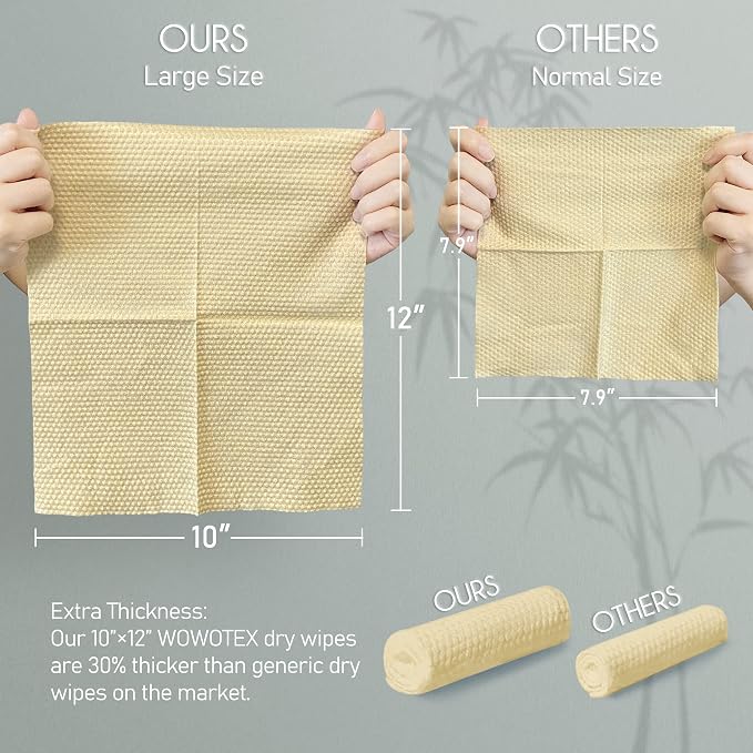 Bamboo Rayon Disposable Face Towel Biodegradable Large Dry Face Wipes 120 Count - Image 2