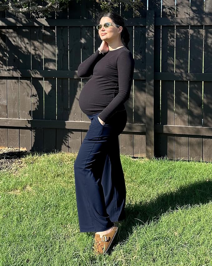 G4Free Maternity Pants Over The Belly Yoga Dress Work Pregnancy Pants Stretchy - Image 4