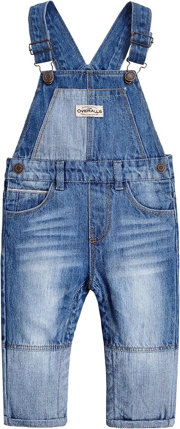 KIDSCOOL SPACE Baby Toddler 2 Buttons Adjustable Straps Fashion Jean Overall by KidscoolSpaceCallingOutAllTheChildrensDenimLovers