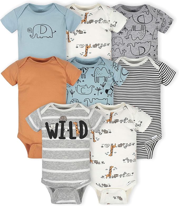 Gerber unisex-baby 8-pack Short Sleeve Onesies Bodysuits by Gerber