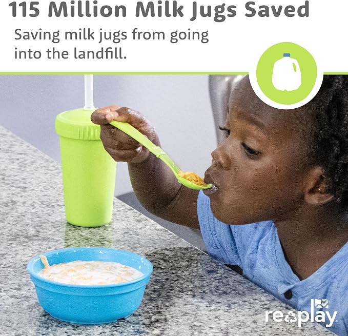 RE-PLAY Made in USA 8pk Toddler Feeding Utensils Spoon and Fork Set | Eco - Image 6
