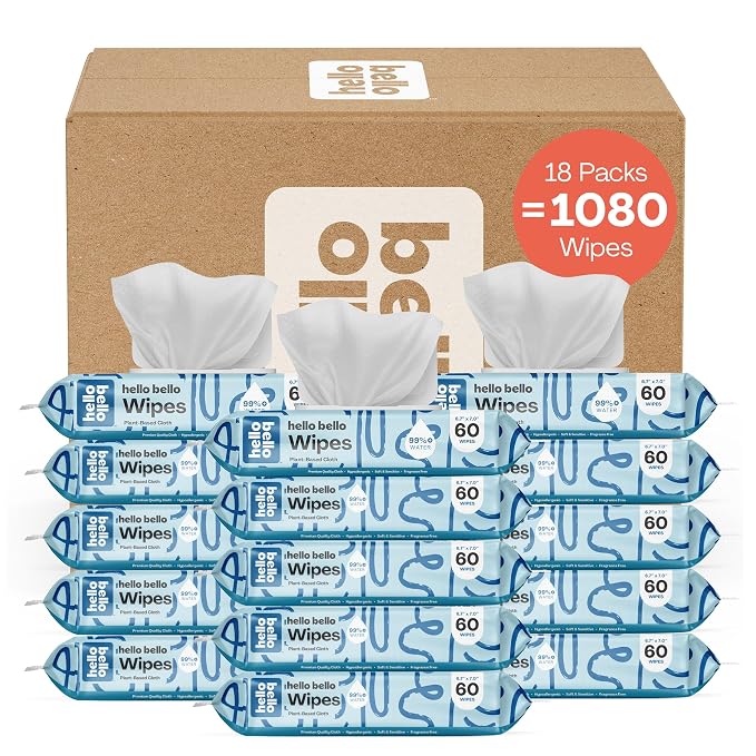 Hello Bello Extra Gentle Unscented Baby Wipes, Plant Based, Made by HelloBello