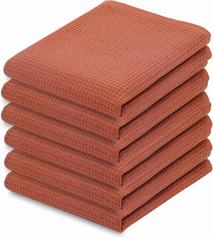 PurpleEssences Rust Waffle Weave Kitchen Towel, 100% Cotton by PurpleEssences