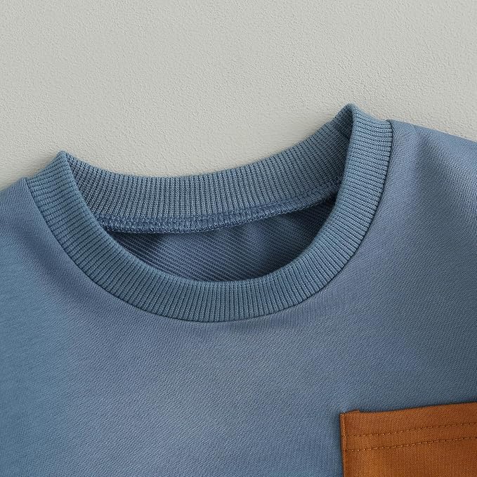 Kupretty Toddler Baby Boy Fall Winter Clothes Color Block Long Sleeve - Image 3