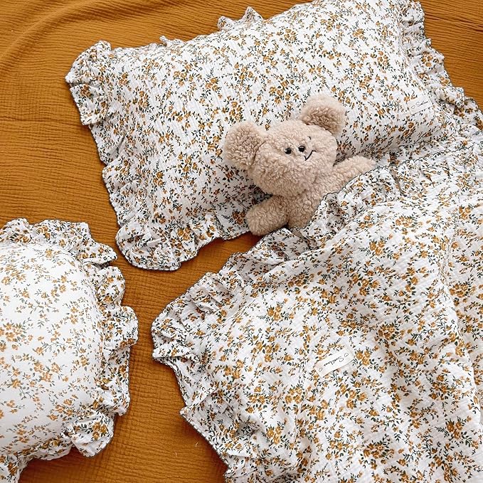 BuLuTu Soft Cotton Muslin Kids Toddler Pillowcases Hibiscus Flowers Pattern - Image 6