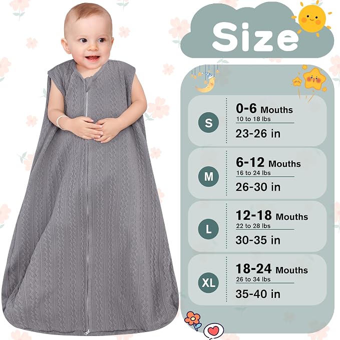 Baby Sleep Sack 0-6 Months, Baby Wearable Blanket 100% Acrylic knit 2-Way - Image 5