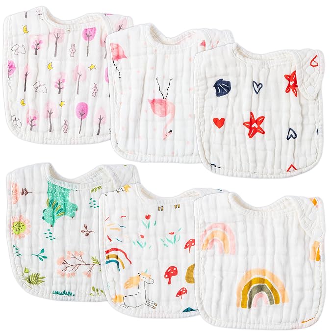 Zainpe 6Pcs Snap Muslin Cotton Bibs by Zainpe