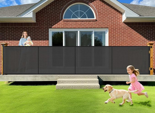 196 Inch Retractable Baby Gates Extra Wide, 41 Inch Reinforced Extra Tall Gate by EZIGO