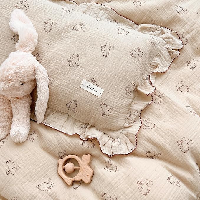AOJIM Cute Rabbit Muslin Cotton Kids Toddler Pillowcase - Image 5