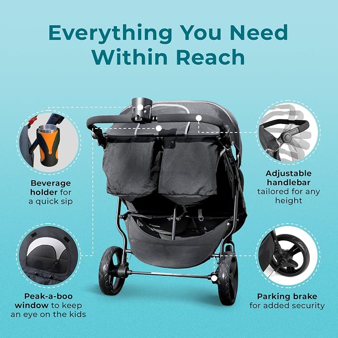 Gaggle by Foundations Roadster Duo Side by Side Double Stroller | Lightweight - Image 3