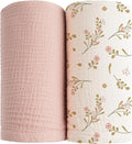 Konssy Muslin Swaddle Blankets for Boys Girls, 2 Pack Receiving Baby Blanket by Konssy