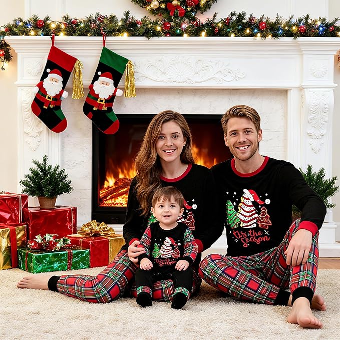 Awoscut Christmas Family Matching Pajamas Christmas Pjs Holiday Nightwear - Image 5