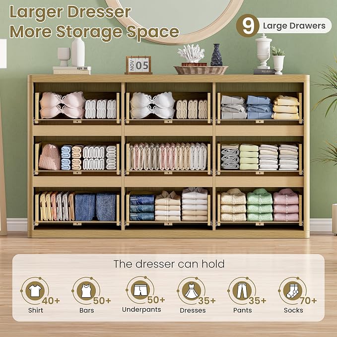 Fluted 9 Drawers Dresser, Modern Chest of Drawers - Image 3