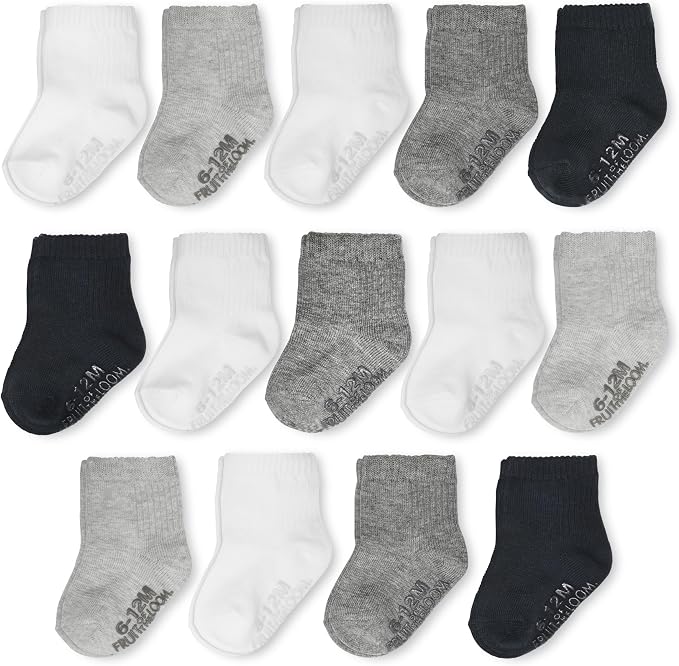 Fruit of the Loom Baby 14-Pack Grow & Fit Flex Zones Cotton Stretch Socks by FruitoftheLoom