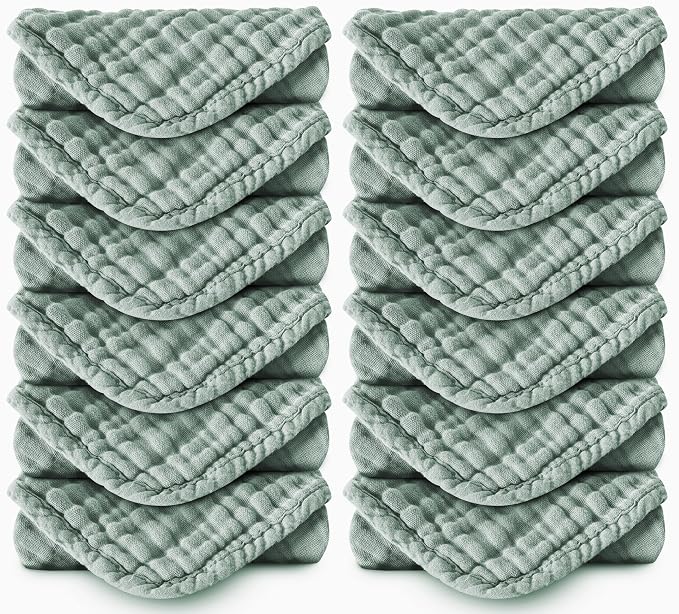 Muslin Burp Cloths 100% Cotton Large 20''x10'' Extra Soft and Absorbent Baby by Spotted+Play
