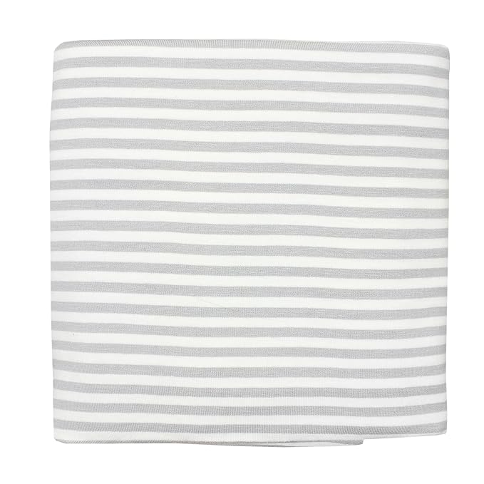 Copper Pearl Large Premium Knit Baby Swaddle Receiving Blanket Grey and White - Image 9